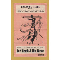 `Ted Heath & His Music` - Sunday, 14th September 1952 - Programme - Colston Hall, Bristol