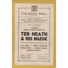 `Ted Heath & His Music` - Sunday, 16th March 1952 - Programme - Colston Hall, Bristol
