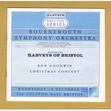 Harveys Bristol Series - `Bournemouth Symphony Orchestra 1985` - Ron Goodwin Christmas Concert - With 4 Ticket Stubs - Wed, 18th December 1985 - Programme - Colston Hall, Bristol