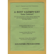 `A Bert Kaempfert - Gala Concert` - David P.Chapman and Elite Productions - With Ticket Stub - Tues 25th October 1983 - Programme - Colston Hall, Bristol