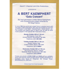 `A Bert Kaempfert - Gala Concert` - Music Flyer - 24th/25th/26th October 1983  - Town Hall, Birmingham/Colston Hall, Bristol/Pavilion Theatre, Bournemouth