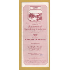 Harveys Bristol Series - `Bournemouth Symphony Orchestra 1983` - Ron Goodwin Christmas Concert - With Ticket Stub - Wed, 21st December 1983 - Programme - Colston Hall, Bristol