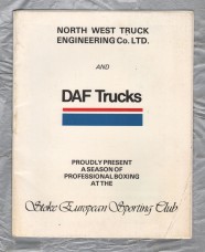 Professional Boxing at the Stoke European Sporting Club - December 1981 - Signed Copy - Promoted by North West Truck Engineeing Co. Ltd and DAF Trucks