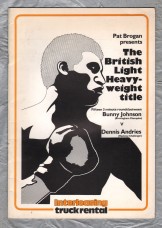 The British Light Heavyweight Title - Bunny Johnson v Dennies Andries - 27th March 1980 - Promoted by Pat Brogan