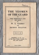 The Yeoman of the Guard or The Merryman and His Maid by W.S Gilbert and Arthur Sullivan - `Vocal Score Book` - Chappell & Co.