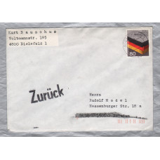 Return to Sender Cover - `Bielefeld 24-12-85` Postmark - Single 80 Pfennig Stamp