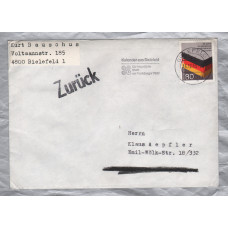Return to Sender Cover - `Bielefeld 16-12-85` Postmark with Slogan - Single 80 Pfennig Stamp