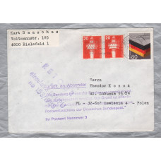 Return to Sender Cover - `Bielefeld 24-12-85` Postmark with Slogan - Two x 20 Pfennig and Single 80 Pfennig Stamps