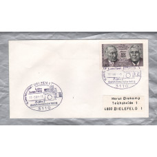 Independent Cover - `Uelzen 1 - 5 Jahre Europa-Fahne - 25 Jahre deutch-franzosischer Vertrag - 17-5-88...` Postmark - Single 80 Pfennig 1988 25th Anniversary of the German-French Treaty Stamp