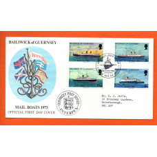 Bailiwick Of Guernsey - FDC - 1973 - Mail Boats Issue - Official First Day Cover 