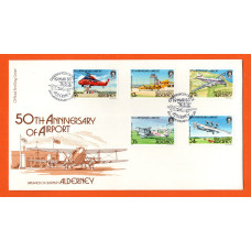 Bailiwick Of Guernsey - FDC - 1985 - Alderney 50th Anniversary of Airport Issue - Official First Day Cover