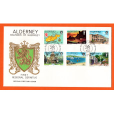 Bailiwick Of Guernsey - FDC - 1983 - Alderney First Regional Definitive Issue - 1p/4p/9p/10p/11p/12p Stamps - Official First Day Cover