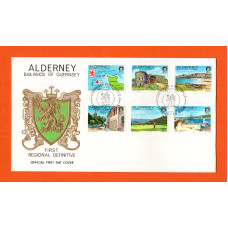 Bailiwick Of Guernsey - FDC - 1983 - Alderney First Regional Definitive Issue - 13p/14p/15p/16p/17p/18p Stamps - Official First Day Cover