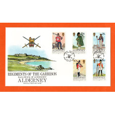Bailiwick Of Guernsey - FDC - 1985 - Alderney Regiments Of The Garrison Issue - Official First Day Cover