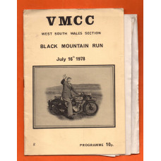 `V.M.C.C` - West South Wales Section - `Black Mountain Run` - July 16th 1978 - Published by The V.M.C.C