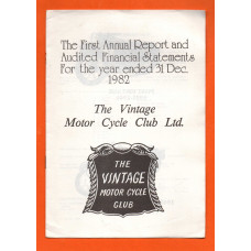 `The Vintage Motor Cycle Club` - The First Annual Report......Ended 31 Dec 1982 - Published by The Vintage Motor Cycle Club