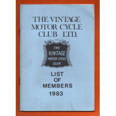 `The Vintage Motor Cycle Club` - List of Members 1983 - Published by The Vintage Motor Cycle Club