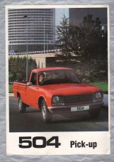 Sales Brochure - `504 Pick-Up` Peugeot - circa 1981 - English Language - Cover to Cover 4 Pages - A4 Sized Brochure