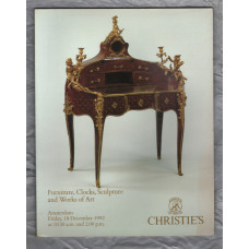 Christie`s Auction Catalogue - `Furniture, Clocks, Sculpture and Works of Art` - Amsterdam - Friday 18th December 1992