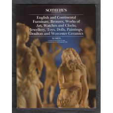 Sotheby`s Auction Catalogue - `English and Continental Furniture, Bronzes, Works of Art, Watches and Clocks, Jewellery etc` - Sussex - Tuesday 6th March to Wednesday 14th March 1990 
