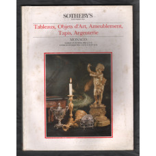 Sotheby`s Auction Catalogue - `Tableaux, Objets d`Art, Ameublement, Tapis, Argenterie` - Monaco - Samedi, Lundi 20 & 22 Fevrier 1988