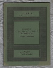 Sotheby`s Auction Catalogue - `Continental Pottery and Porcelain` - London - Tuesday 16th March 1976
