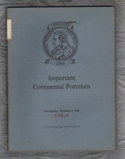 Christie`s - Auction Catalogue - `Important Continental Porcelain` - St James,London - Monday 1st December 1969