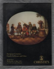 Christie`s - Auction Catalogue - `European Ceramics, Dutch Delftware and Glass` - Amsterdam - Wednesday 12th May 1993