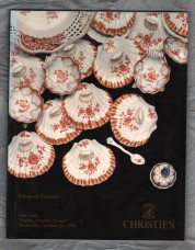 Christie`s - Auction Catalogue - `European Ceramics` - St James`s,London - New York - Tues/Wed 25th/26th October 1994