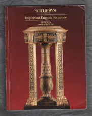 Sotheby`s Auction Catalogue - `Important English Furniture` - London - Friday 9th July 1993