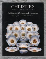 Christie`s Auction Catalogue - `British and Continental Ceramics` - South Kensington - Thursday 3rd December 1998