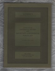 Sotheby`s Auction Catalogue - `Continental Pottery and Important Continental Porcelain` - London - Tuesday 2nd March 1982