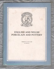 Christie`s - Auction Catalogue - `English and Welsh Porcelain and Pottery` - London - Monday 12th July 1982