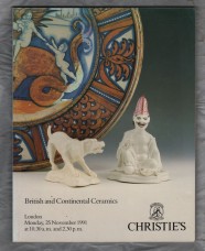 Christie`s - Auction Catalogue - `British and Continental Ceramics` - London - Monday 25th November 1991