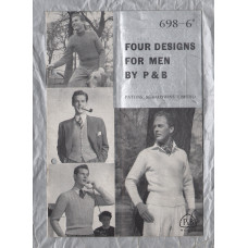 P&B Wools - `Four For Men` - Designs No.698 - Waistcoat,Pullover,Polo Neck Sweater,Executive Type Pullover - Knitting Patterns