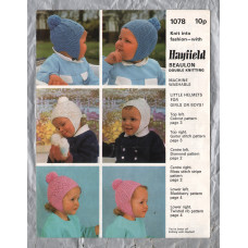 Hayfield - Double Knitting - Design No.1078 - Little Helmets for Girls or Boys - Knitting Pattern