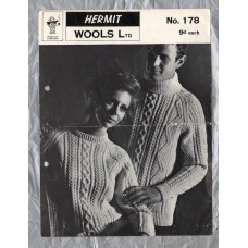 Hermit - Chest Size 34 to 42" - Design No.178 - Aran Sweater - Knitting Pattern