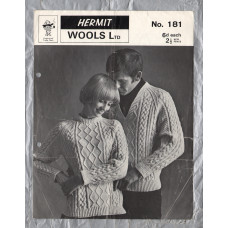 Hermit - Chest Size 32 to 42" - Design No.181 - Aran Sweater - Knitting Pattern
