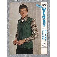 Wendy - Double Knitting - 38 to 42"/97 to 107cm - Design No.1546 - Man`s Sleeveless Sweater - Knitting Pattern