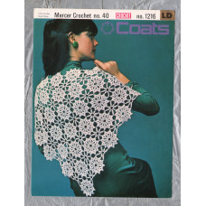 Coats - Mercer-Crochet Cotton No.40 - Design No.1216 - `Irish Crochet Motif Stole` - Crochet Pattern