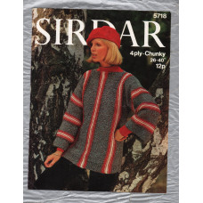 Sirdar - 4ply-Chunky - 26-40" - Design No.5718 - Female Over Sweater/Sweater - Knitting Pattern