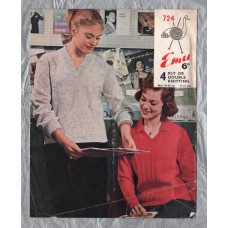 Emu - Double Knitting - 4 Ply - 13-21oz - Bust Sizes 38 to 40" - Design No.724 - Teenage Sweaters - Knitting Pattern