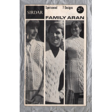 Sirdar - `Family Aran` - 7 Designs - Sweater/Cardigan/Cap/Jacket/Comfies/Dress - Knitting Pattern
