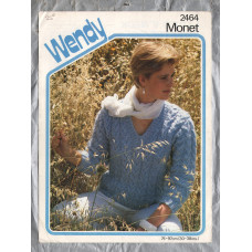 Wendy - Monet - Bust Sizes: 30-38" (76-97cm) - Design No.2464 - Lady`s V Neck Sweater - Knitting Pattern