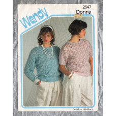 Wendy - Donna - Bust Size: 30-42" (76-107cm) - Design No.2547 - Ladies` Lacy Sweaters - Knitting Pattern
