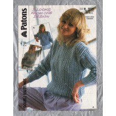 Patons - Double Knitting - 3 Looks From One Design - Bust Sizes 30-40" (76-102cm) - Design No.B 8125 - Round Neck Sweater - Knitting Pattern
