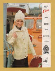Emu - Aran - 34-42" (86-107cm) - Design No.3224 - Jackets with Hat - Knitting Pattern