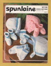 Spunlaine - Double Knitting - 6 Months to 1 Year - Design No.W126 - Striped Border Set,Patterned Set & Fairisle Set - Knitting Pattern