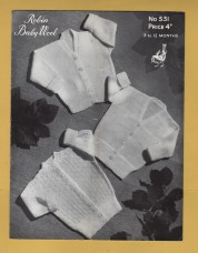 Robin - Baby Wool - 3 to 12 Months - Design No.531 - 3 Cardigans - Knitting Pattern