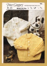 Peter Gregory - Double Knitting & 4 Ply - 18-24" (46-61cm) - Design No.485 - Child`s Sweater & Cardigan - Knitting Pattern